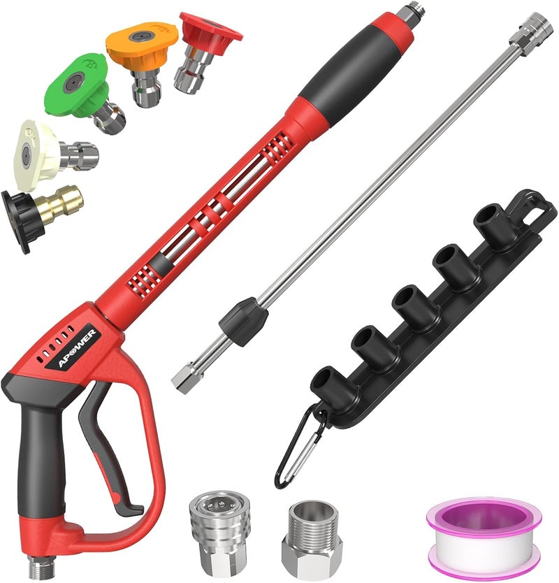 A-Power Pressure Washer Gun, with Replacement Wand Extension, Power Washer Long Gun with 5 Nozzle Tips and M22 fittings, 40 Inch, Max 5000 PSI - Image 1